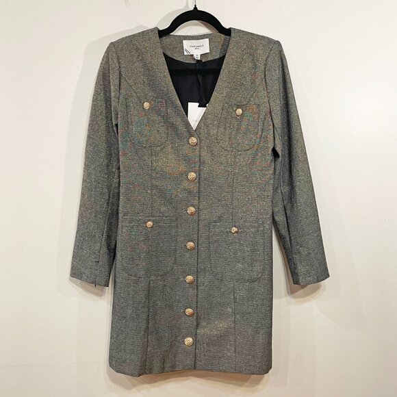 Last Chance! New Tnuck Keira Coventry Metallic Mini Blazer Dress Gray XS $168 - Picture 4 of 10